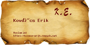 Kovács Erik névjegykártya